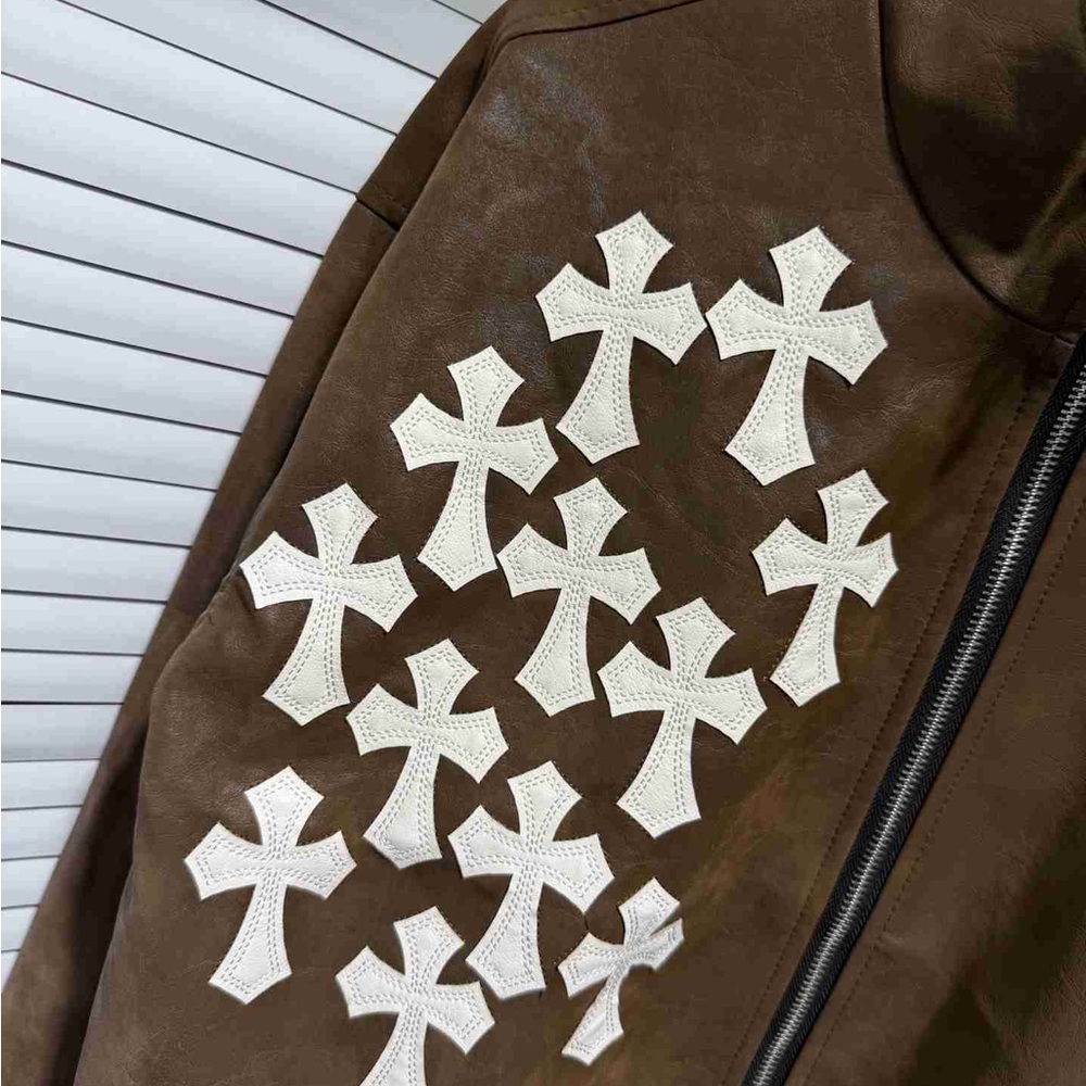 Chrome Hearts Brown Bomber with White Crosses - Picture 9 of 10